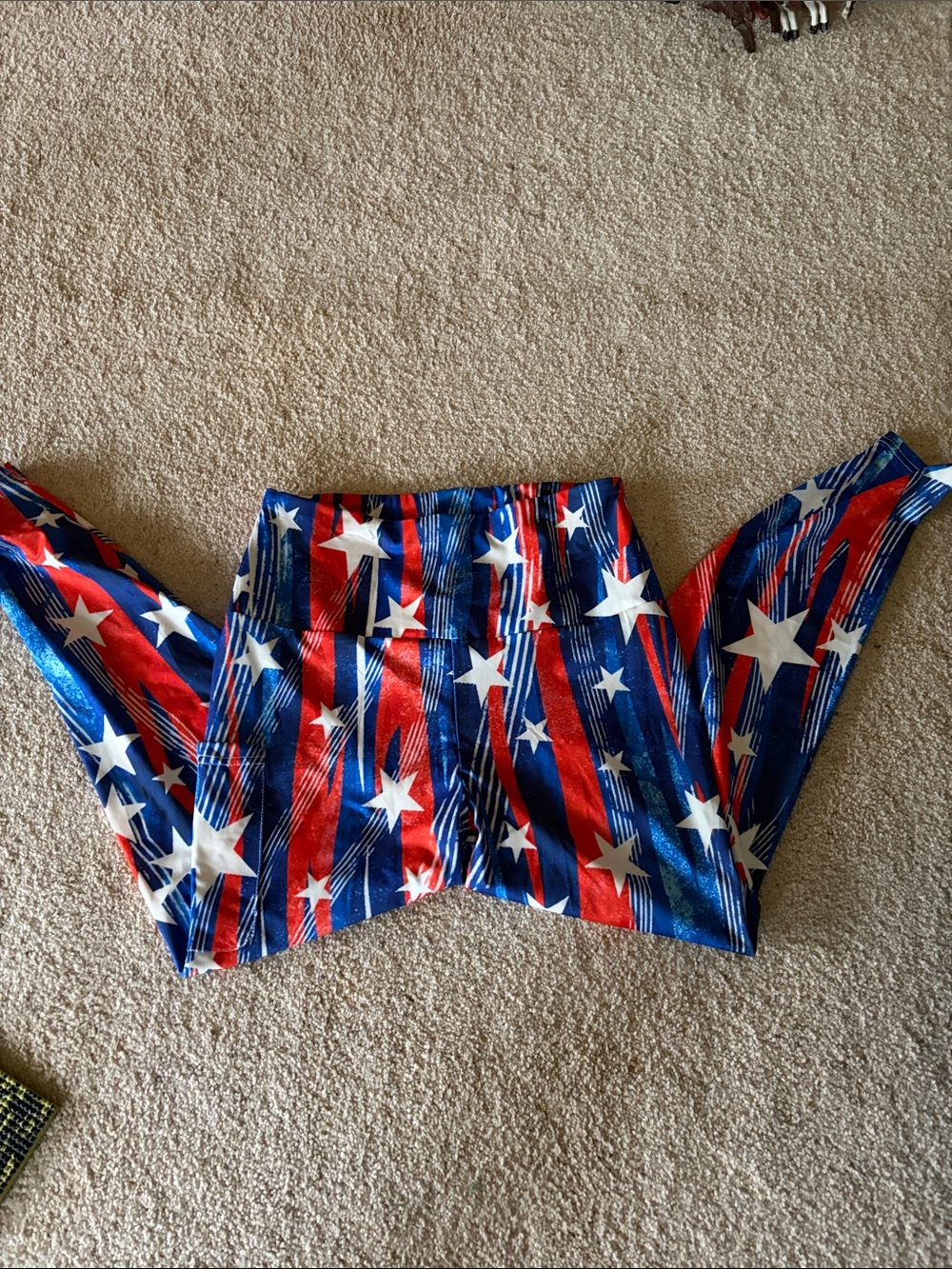 Patriotic Star Print High-Waist Leggings - Red, White & Blue